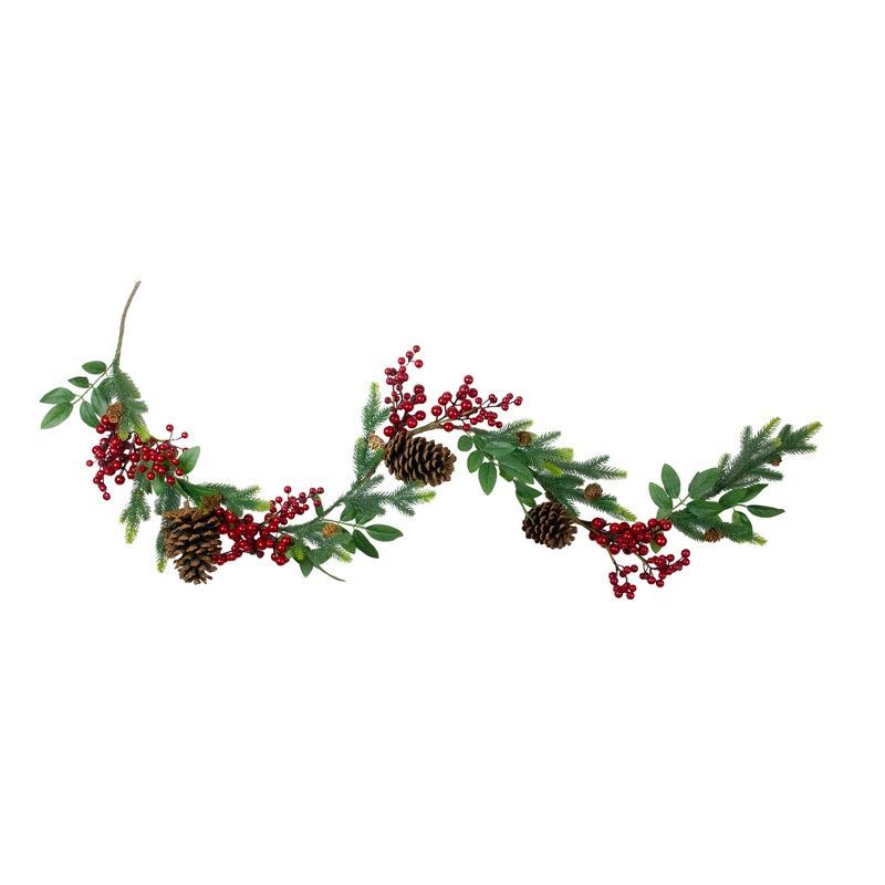 5' Artificial Red Berries and Pine Cones Christmas Garland