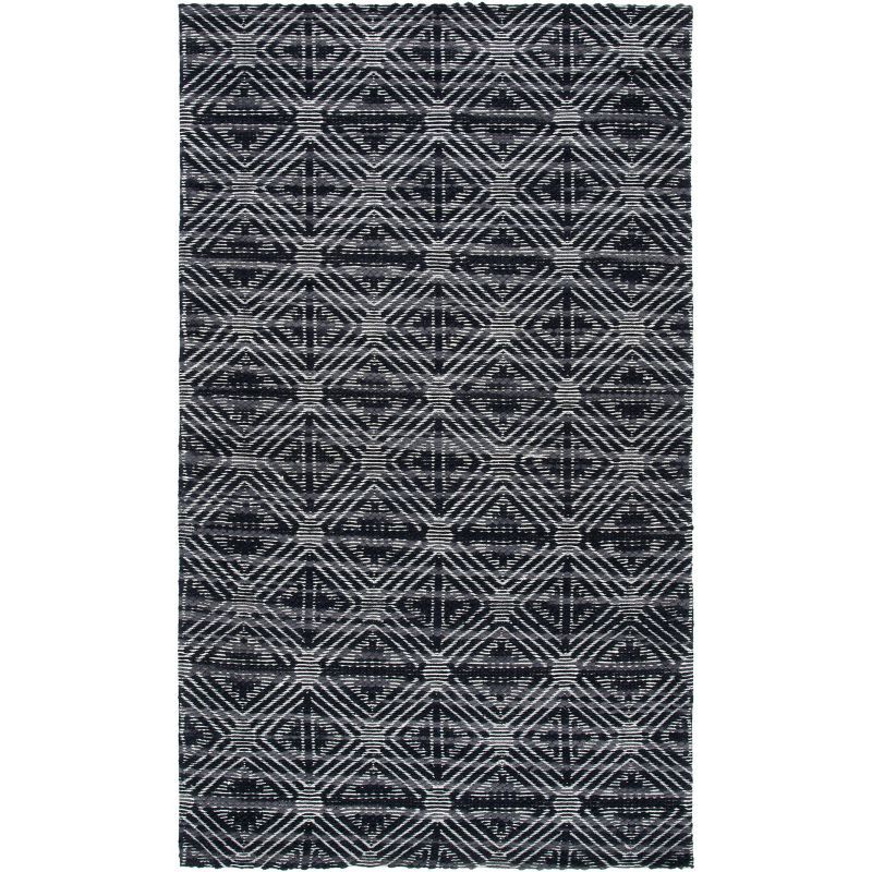 Marbella Black and Ivory Handwoven Wool Area Rug 3' x 5'