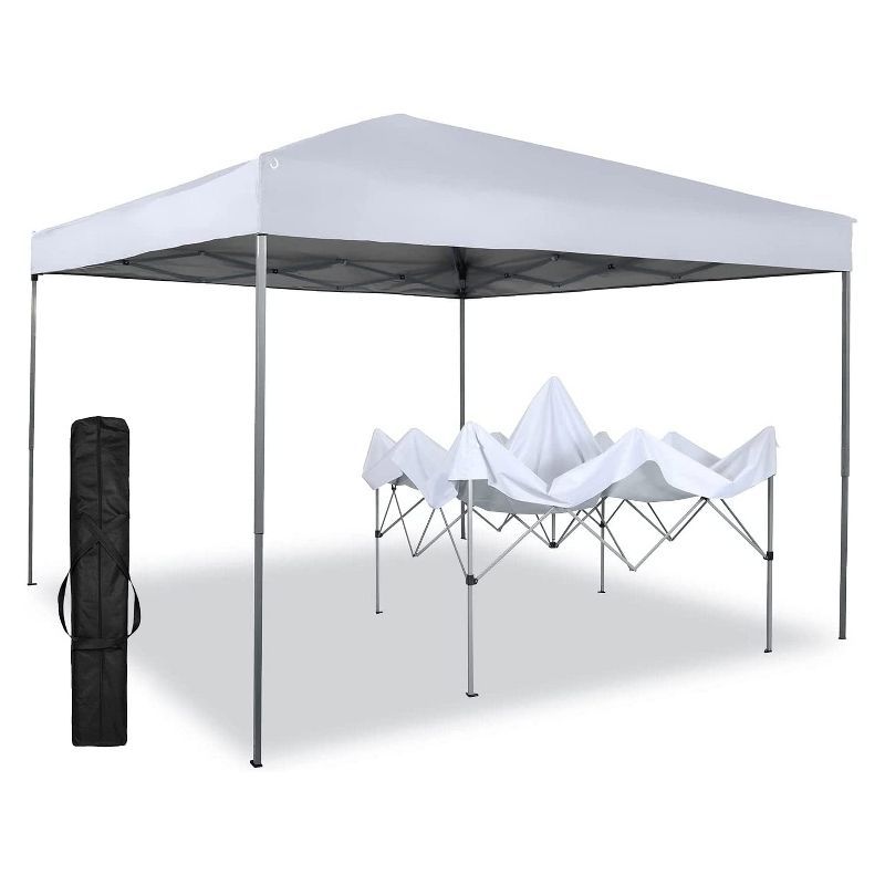 White 10' x 10' Pop-Up Canopy Tent with Steel Frame