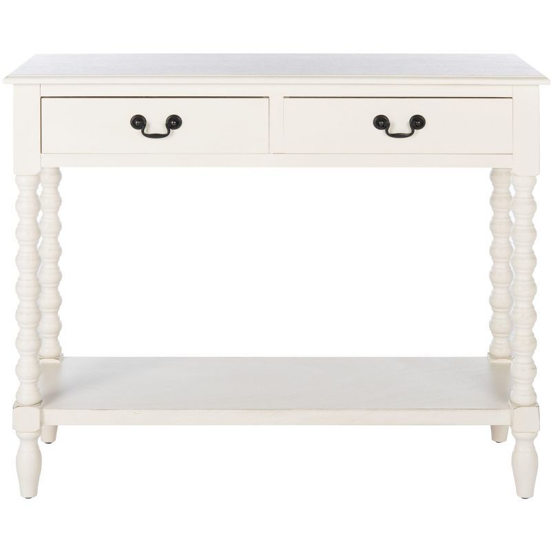 Athena Distressed White Wood 2-Drawer Hallway Table