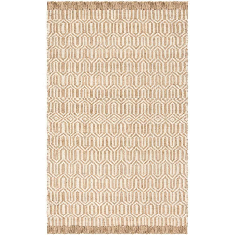 Hand-Knotted Ivory Jute 5' x 8' Area Rug with Non-Slip Backing