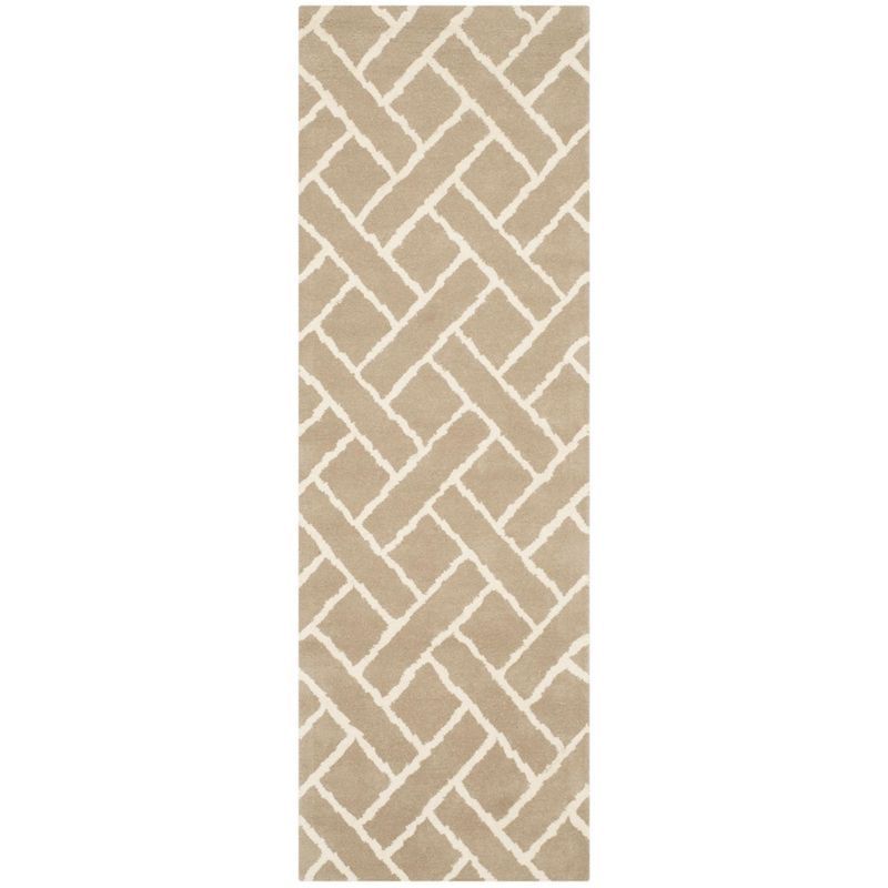 Ivory and Beige Hand-Tufted Wool Runner Rug