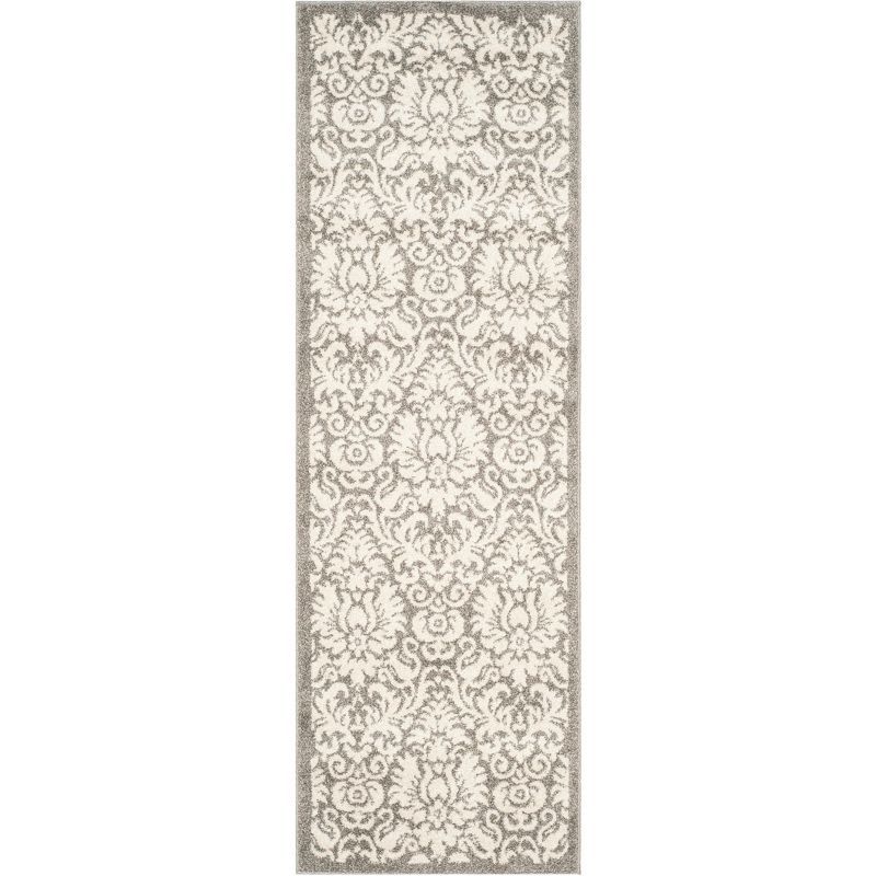 Elegant Gray 27" Stain-Resistant Synthetic Area Rug