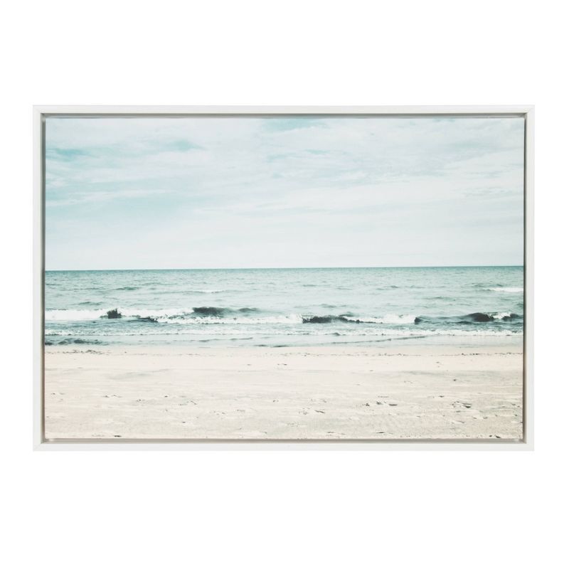 Sylvie Beach Scene Framed Canvas Print, 23x33 White