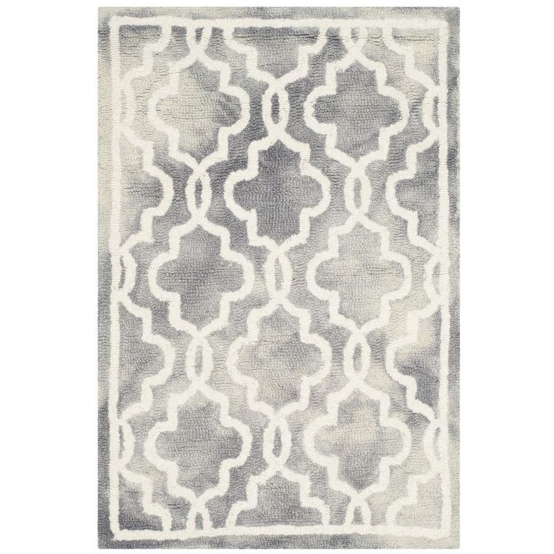 Off-White and Gray Hand-Tufted Wool Area Rug 2' x 3'