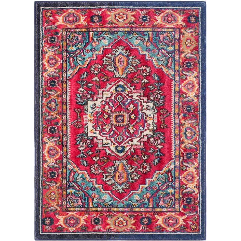 Bohemian Chic Red and Turquoise 3' x 5' Reversible Area Rug