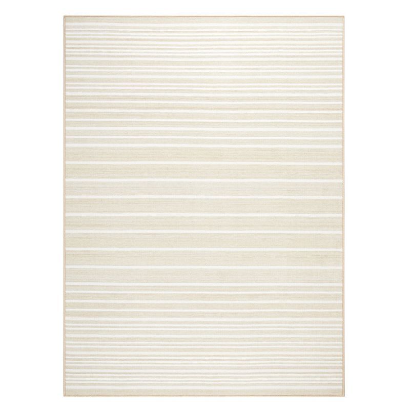 Layne Cream and Beige Tufted Washable Rectangular Area Rug 6' x 9'