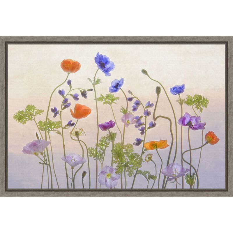 Poppy & Anemone Floral Canvas Print with Wooden Frame