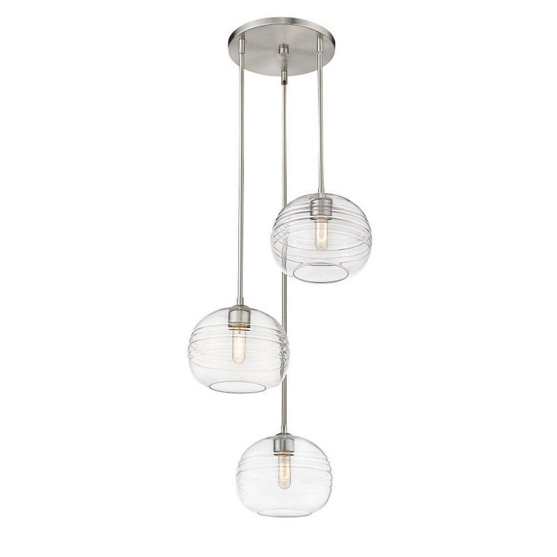 Harmony 20" Brushed Nickel and Glass 3-Light Chandelier
