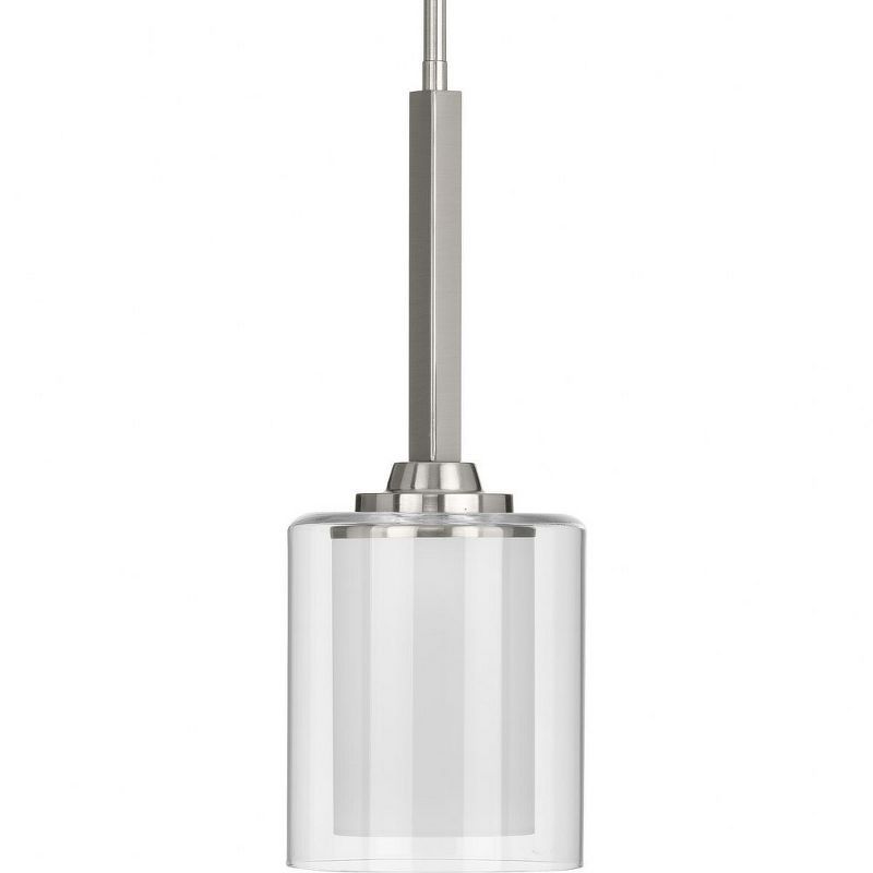 Brushed Nickel Mini Pendant with Etched Glass Shade