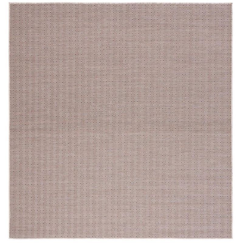 Hampton Square Brown & Ivory Hand-Knotted Wool Blend Area Rug