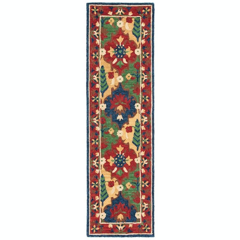 Heritage Red and Green Hand-Tufted Wool Runner Rug