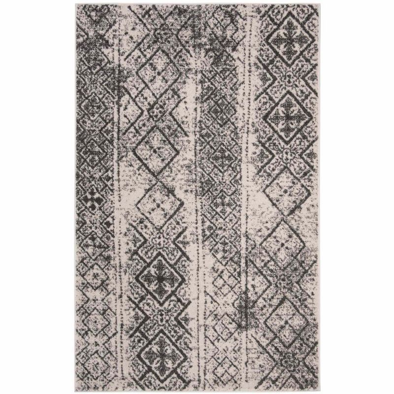 Silver & Black Synthetic Reversible Area Rug 59"x76"