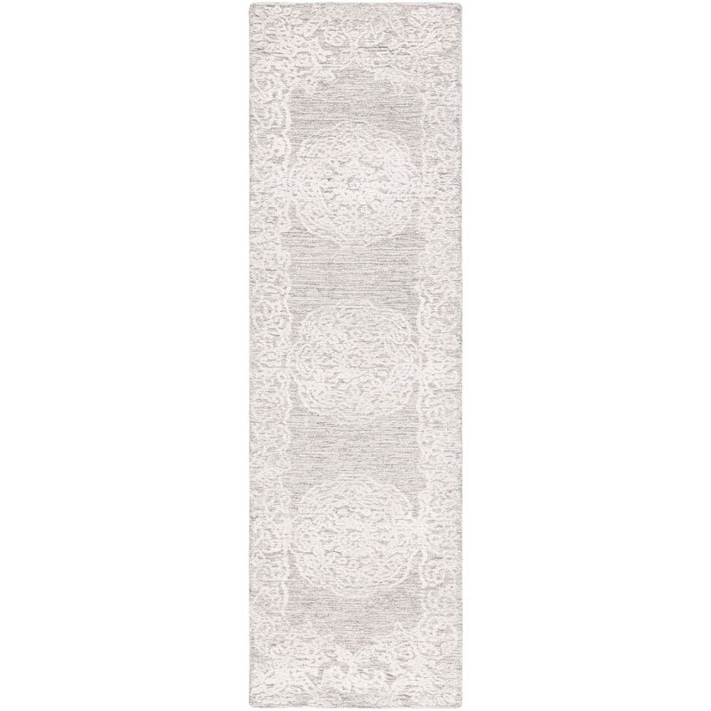 Ivory Hand-Tufted Wool and Silk Runner Rug