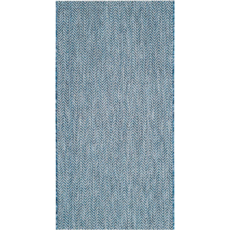 Blue Chevron Indoor/Outdoor Washable Area Rug