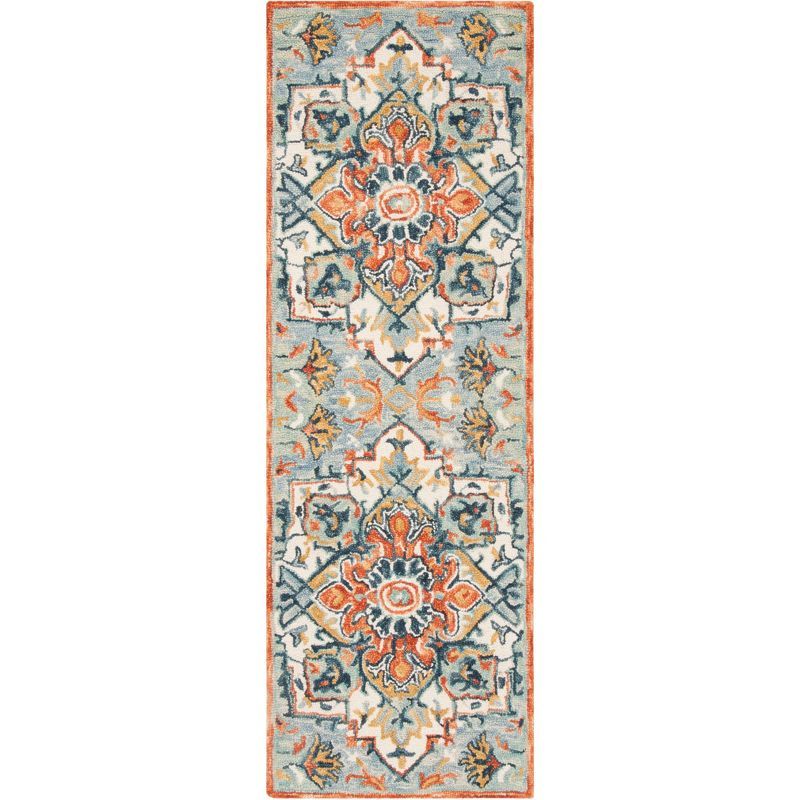 Aspen Blue and Rust Hand-Tufted Wool Runner Rug