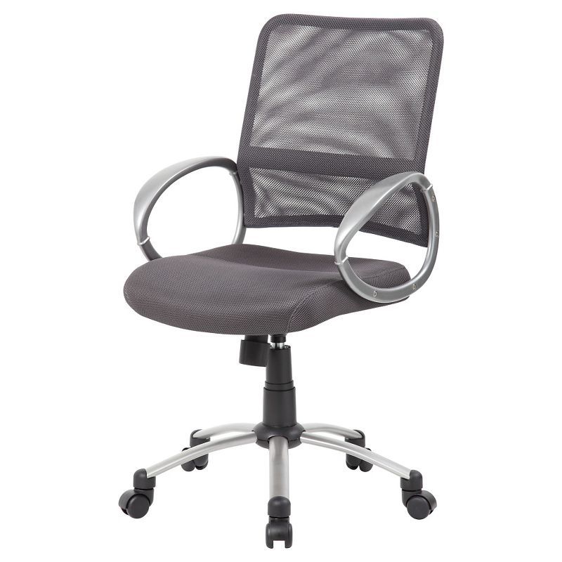 Charcoal Grey Mesh Swivel Task Chair with Pewter Finish Metal Base