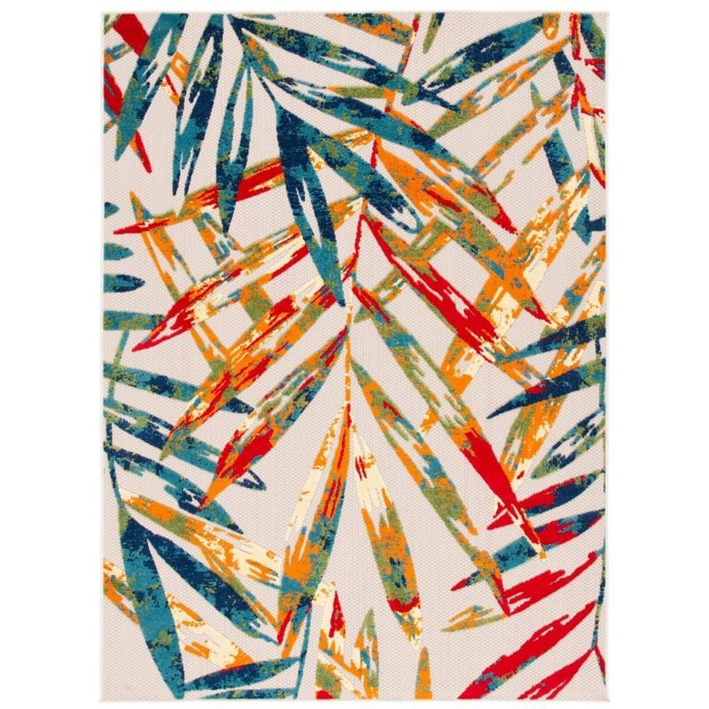 Ivory and Multicolor Tropical Floral Reversible Area Rug