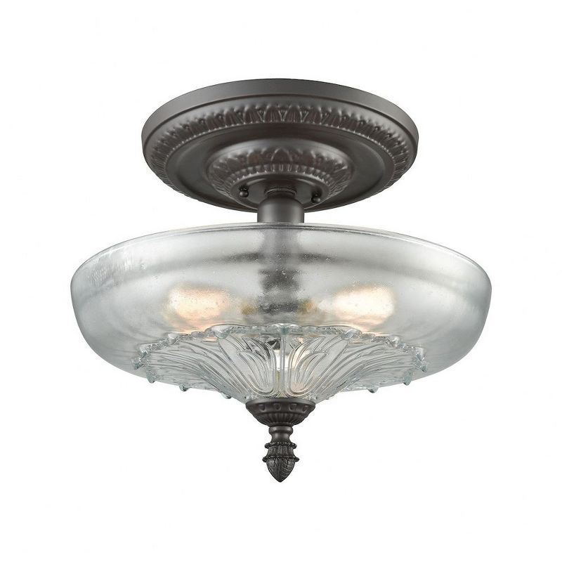 Oil Rubbed Bronze 3-Light Semi-Flush Mount with Clear Glass