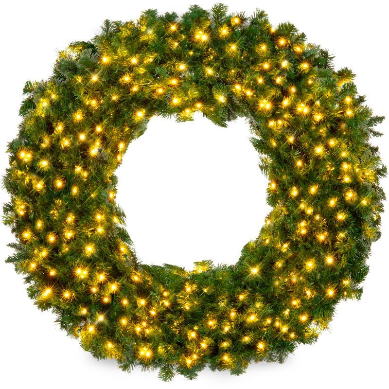 48" Green Artificial Fir Christmas Wreath with LED Lights