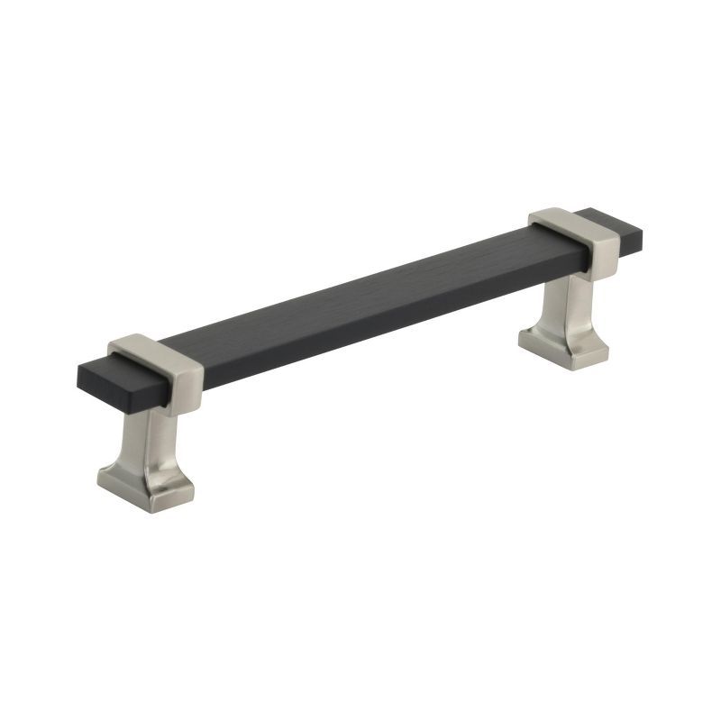 Brushed Nickel and Black Bar Cabinet Pull with Mounting Hardware