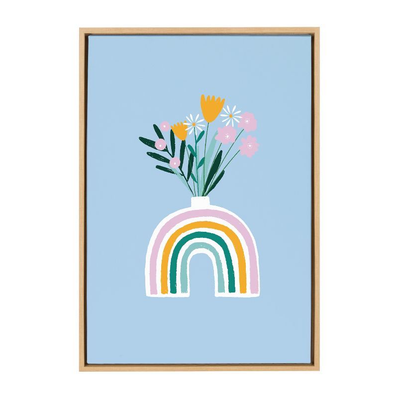 Happy Flowers Abstract Rainbow Vase Canvas Print