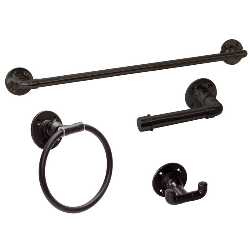 Satin Black Metal 4-Piece Bathroom Accessory Kit