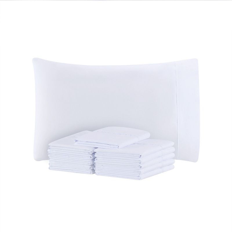 White Hypoallergenic Microfiber Queen Pillowcases - Pack of 12