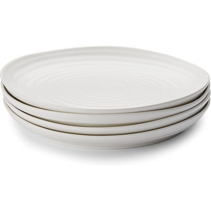 Handcrafted White Porcelain 9.25" Salad/Dessert Plates, Set of 4