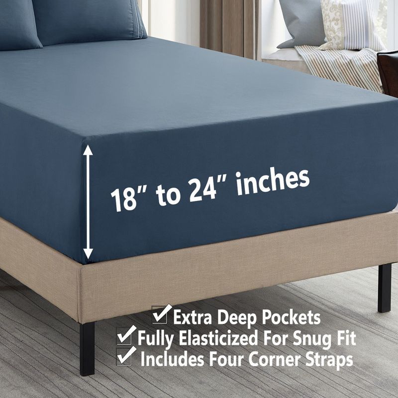 California King Denim Deep Pocket Microfiber Sheet Set