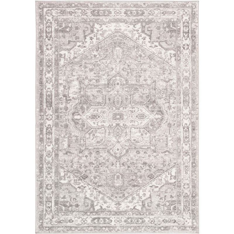 Brentwood Gray and Cream Synthetic 4' x 6' Area Rug
