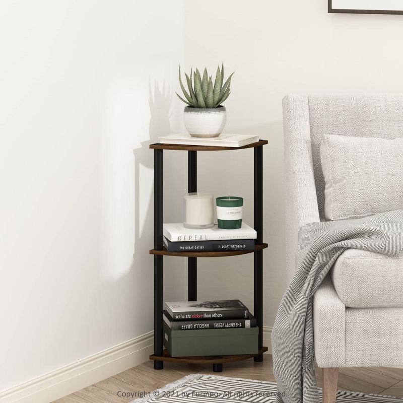 Amber Pine and Black 3-Tier Corner Shelf