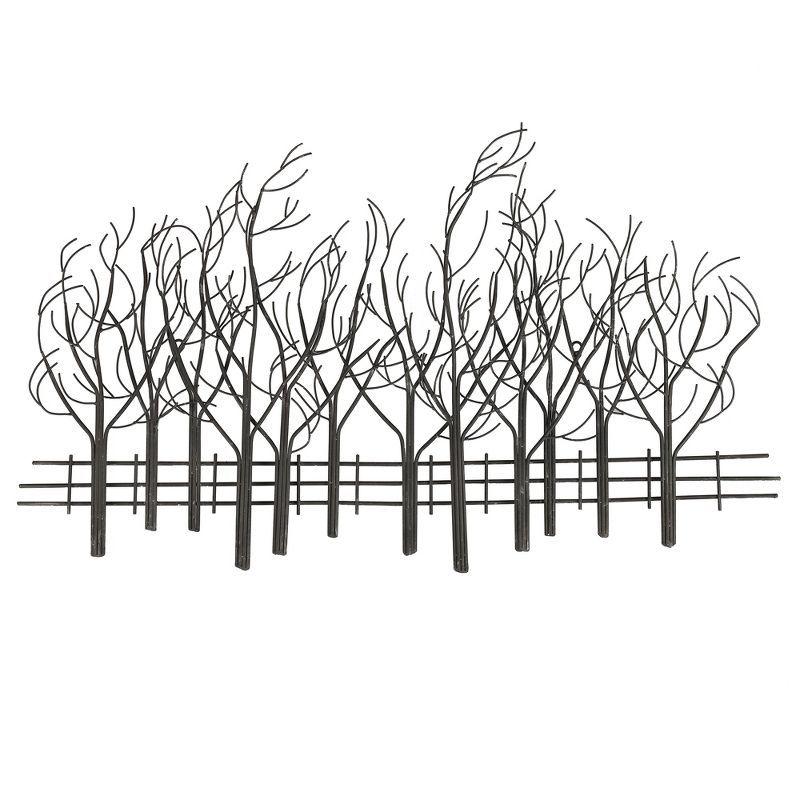 Snowy Black Metal Field of Trees Wall Sculpture