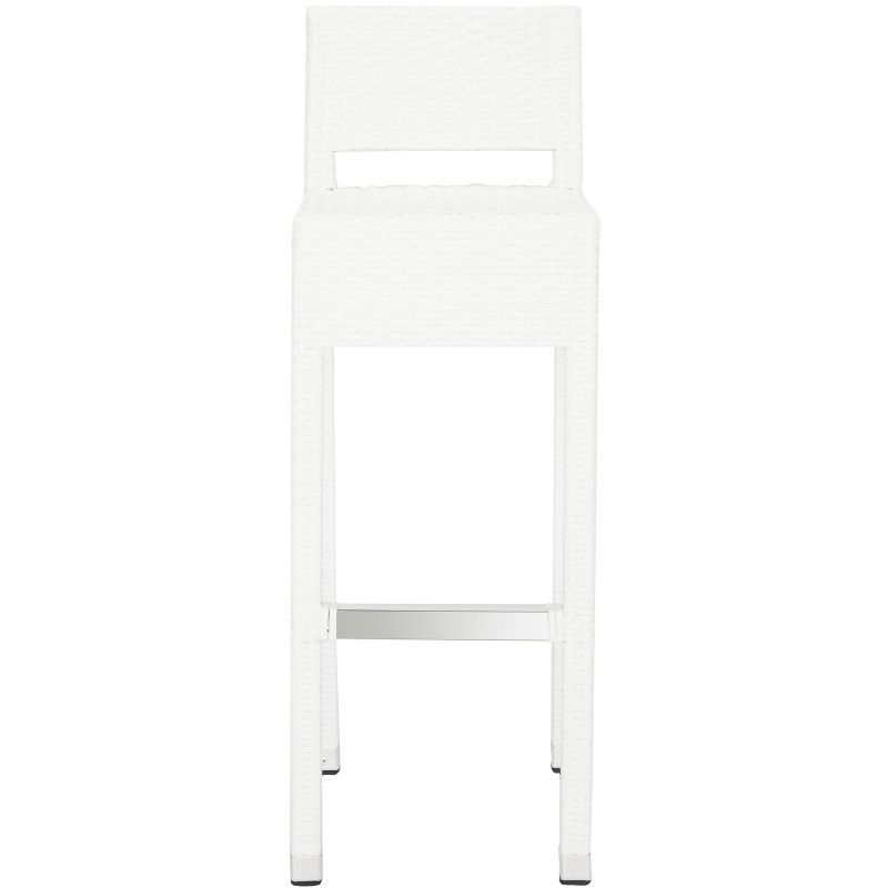 Landry White Wicker 38" Transitional Indoor/Outdoor Bar Stool