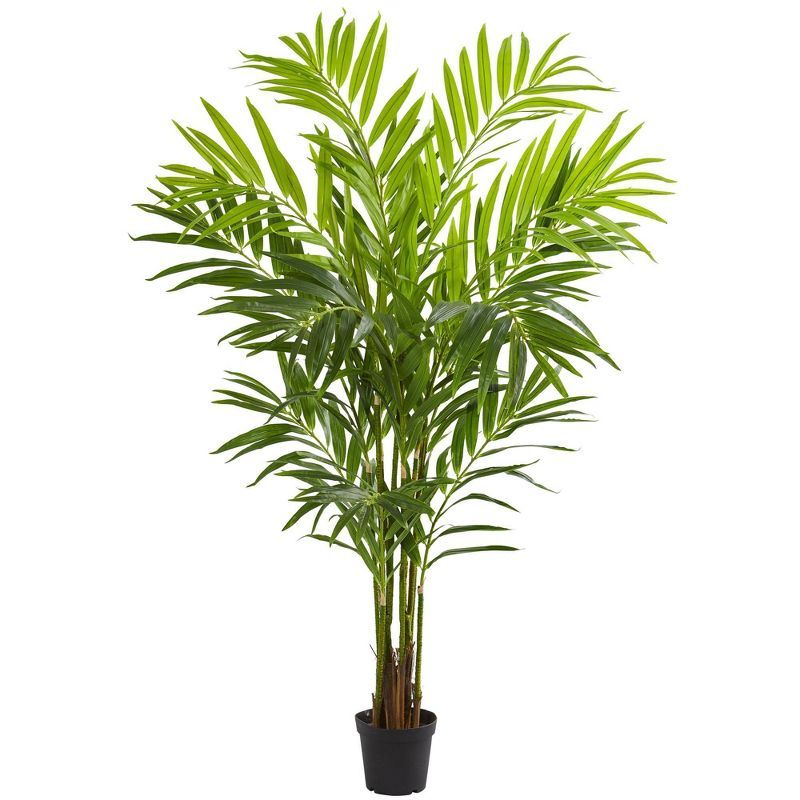 Lifelike Tropical King Palm 8' Floor Plant in Pot - Green