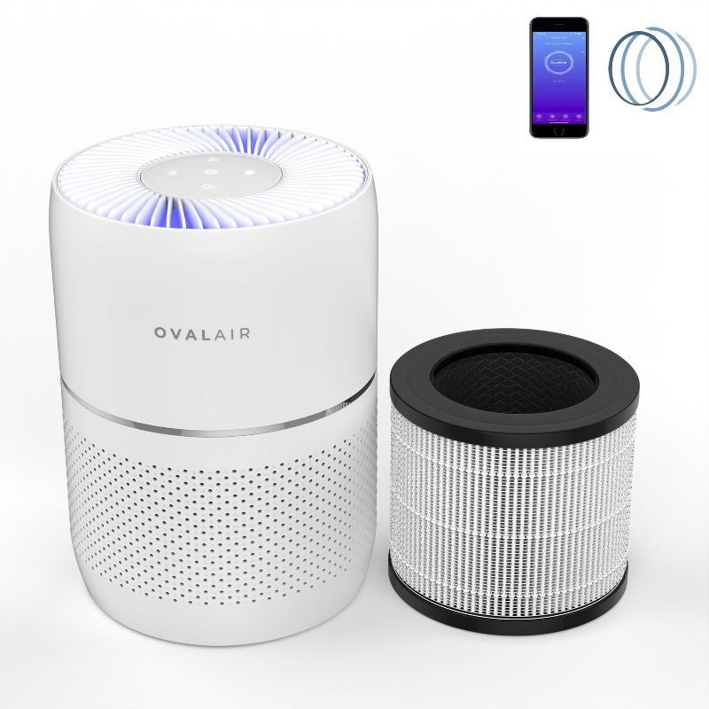 Oval White H13 HEPA Smart Desk Air Purifier