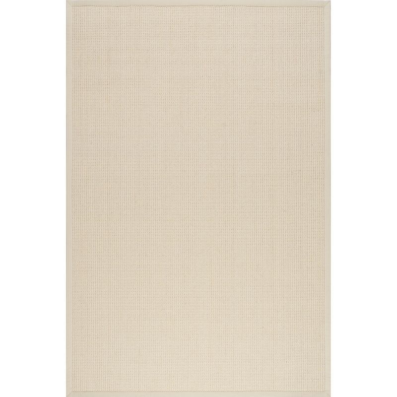 Ivory Geometric Wool and Sisal Runner Rug 2'6" x 8'