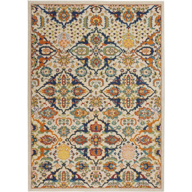 Allur Floral Ivory Multicolor 6' x 9' Easy-Care Area Rug