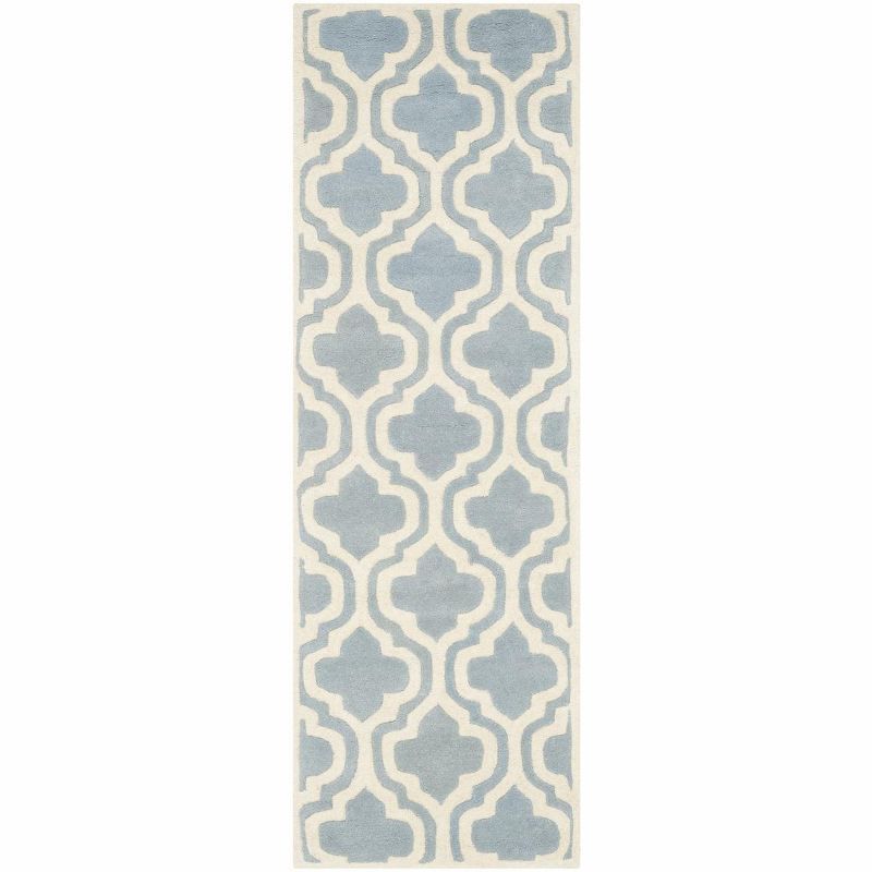 Chatham Blue and Ivory Hand-Tufted Wool Rug, 27" x 5"