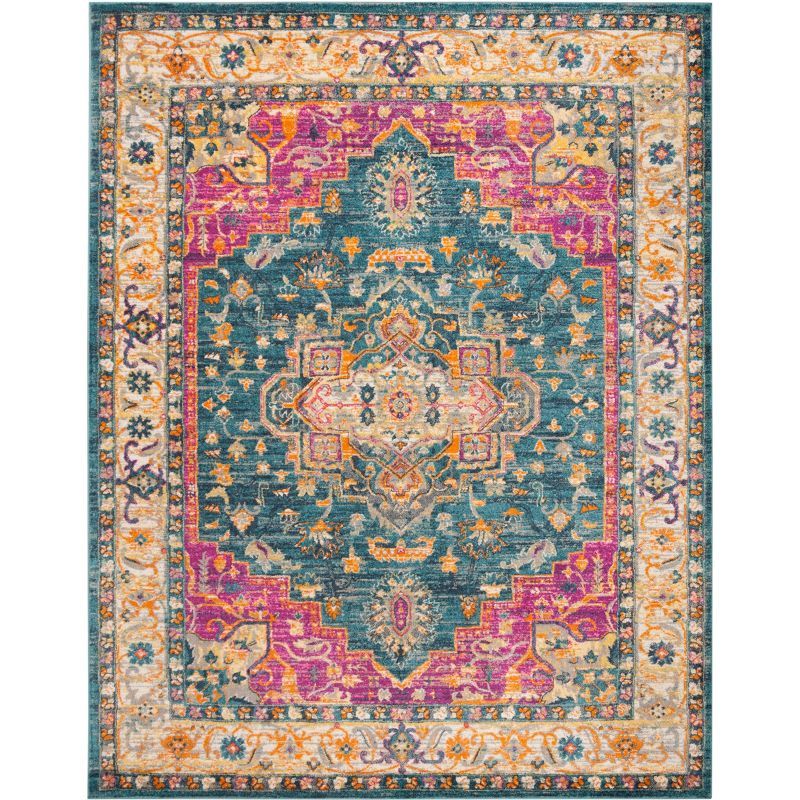 Blue Multicolor Synthetic 5' x 7' Reversible Area Rug