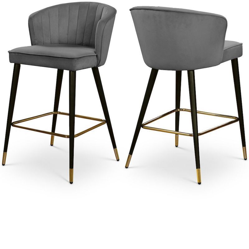 Cassie 36.5" Black Metal and Wood Counter Stool