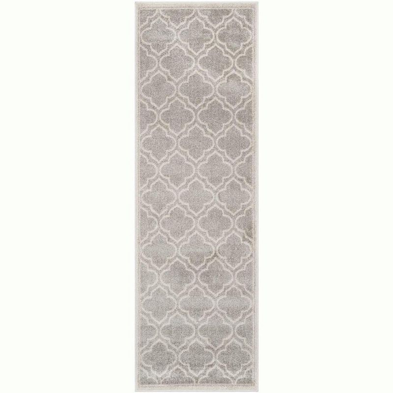 Elysian Grey and Light Grey Hand-knotted Geometric Runner Rug - 2'3" x 13'