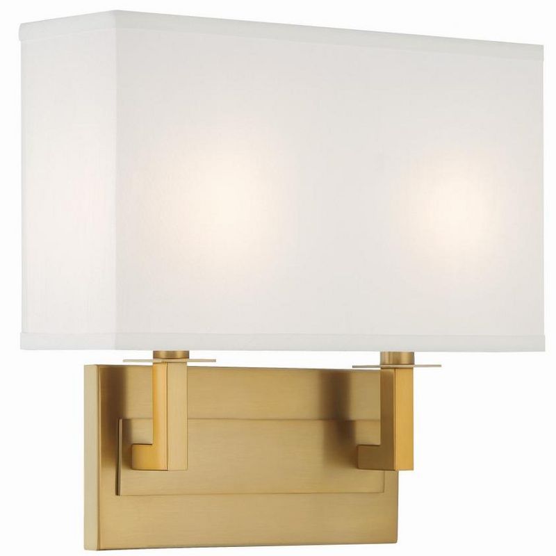 Vibrant Gold and White Silk 2-Light Wall Sconce