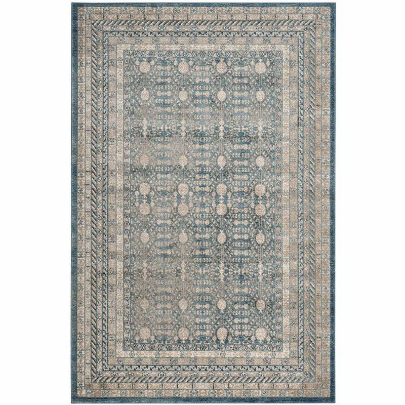 Sofia Blue Beige Synthetic Rectangular Area Rug