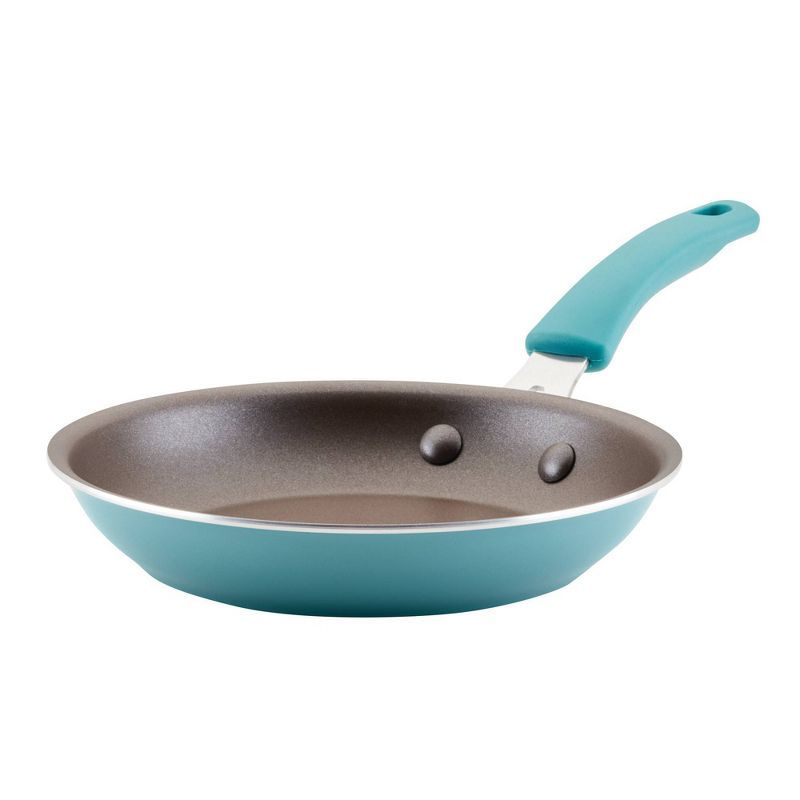 Turquoise Aluminum Nonstick 8.5-Inch Frying Pan with Silicone Handle