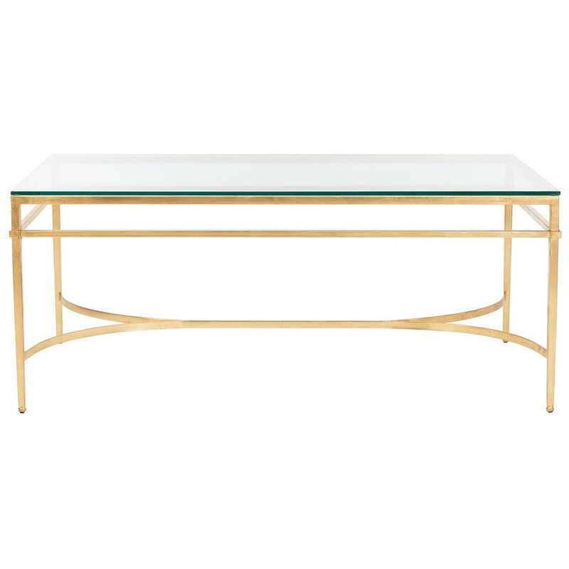 Abelard Rectangular Gold Glass Cocktail Coffee Table