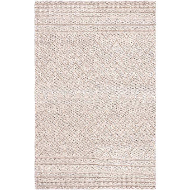 Beige Flat Woven Handmade Wool Area Rug, 3' x 5'