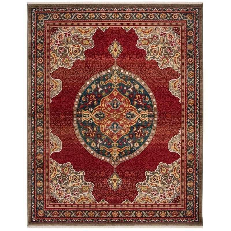 Reversible Red Synthetic Rectangular 9' x 12' Area Rug