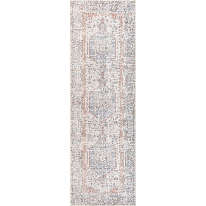 Jacquie Gray Floral Machine Washable Area Rug