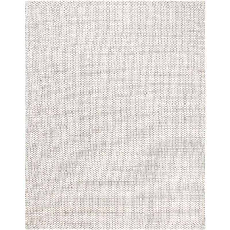 Ivory and Light Brown Flat Woven Wool Area Rug, 8' x 10'